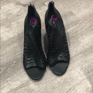 Slit open toe booties